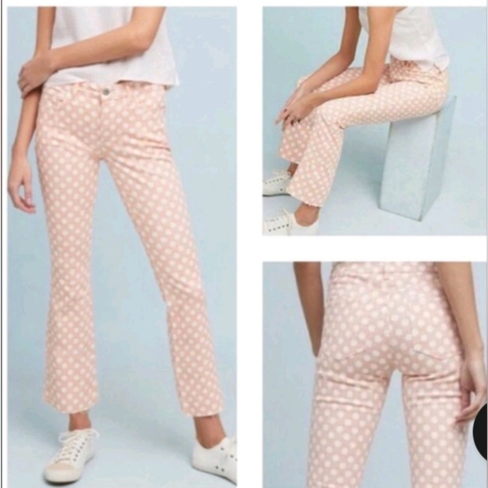 Pilcro and the Letterpress Peach and White Polka Dot Fabric